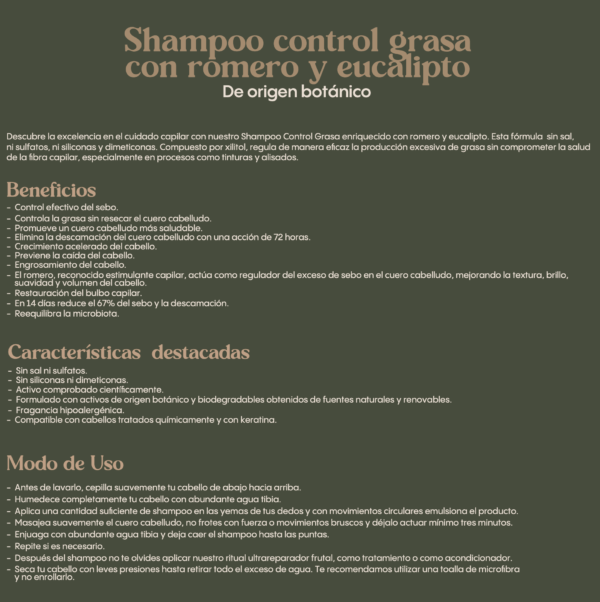 SHAMPOO CONTROL GRASA ROMERO Y EUCALIPTO - RITUAL BOTÁNICO
